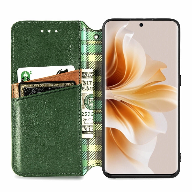 For OPPO Reno11 Pro 5G EU Cubic Grid Pressed Magnetic Leather Phone Case