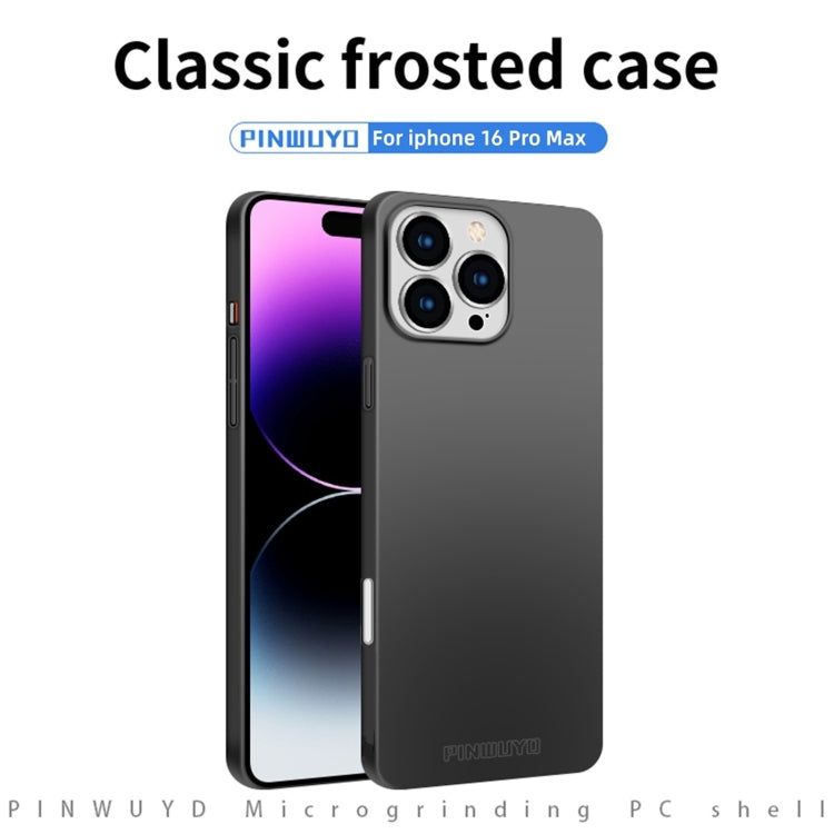 For iPhone 16 Pro Max PINWUYO Micro-Frosted PC Ultra-thin Hard Phone Case with Magsafe Magnetic Ring