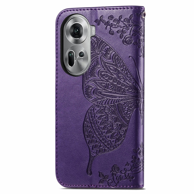 For OPPO Reno11 EU Butterfly Love Flower Embossed Leather Phone Case
