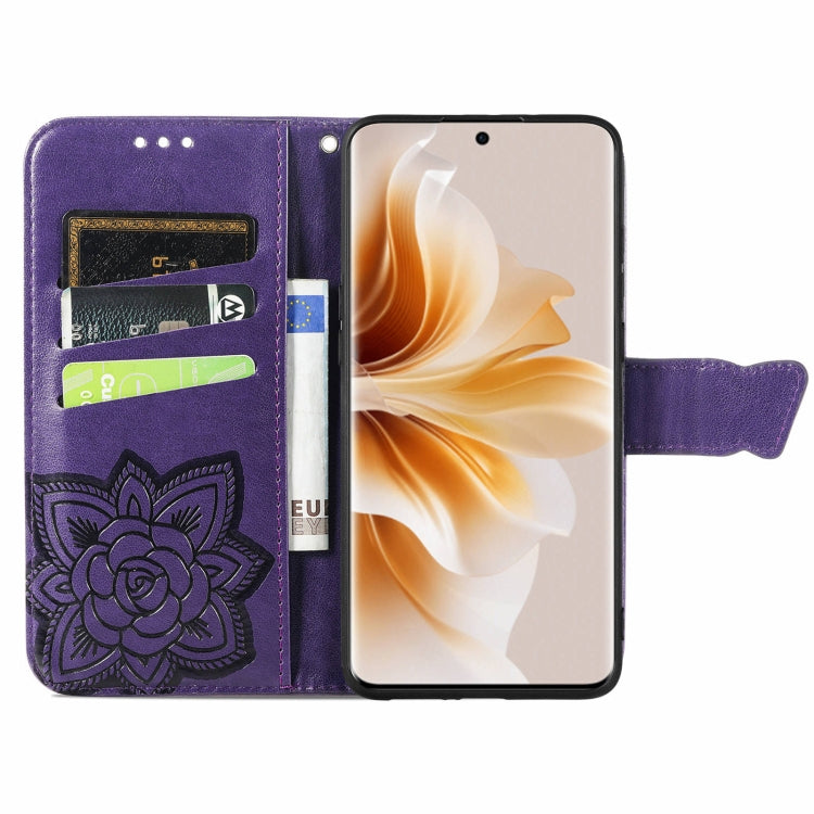For OPPO Reno11 EU Butterfly Love Flower Embossed Leather Phone Case