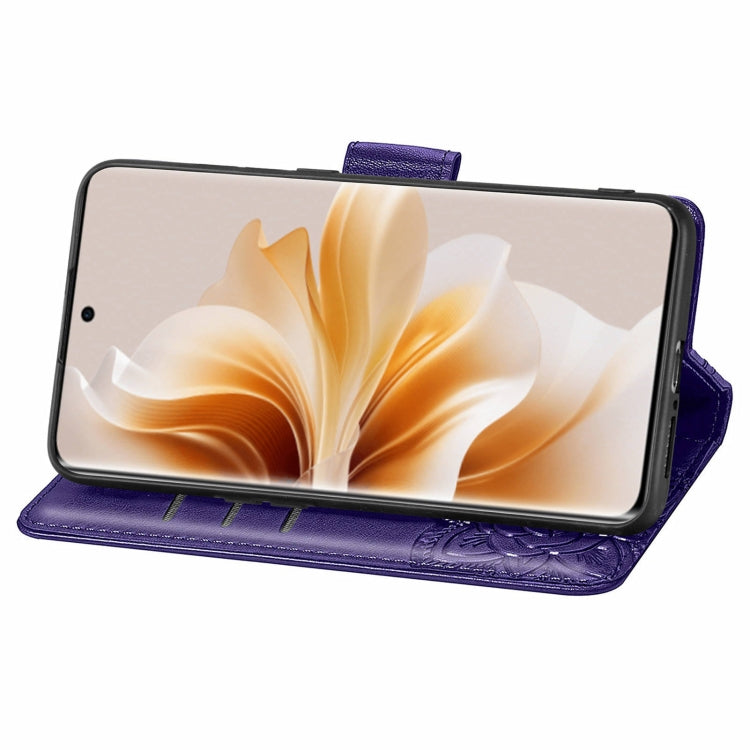 For OPPO Reno11 EU Butterfly Love Flower Embossed Leather Phone Case