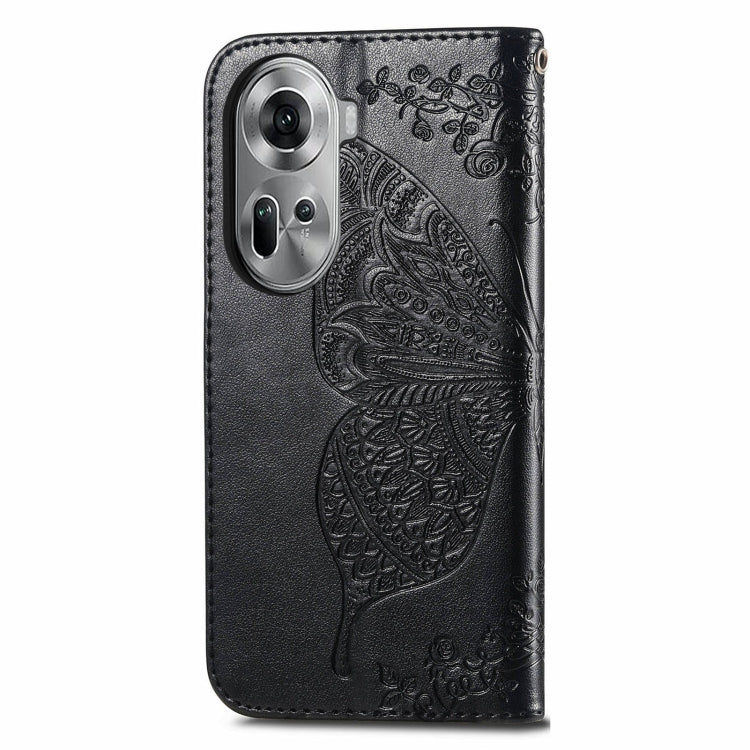For OPPO Reno11 EU Butterfly Love Flower Embossed Leather Phone Case