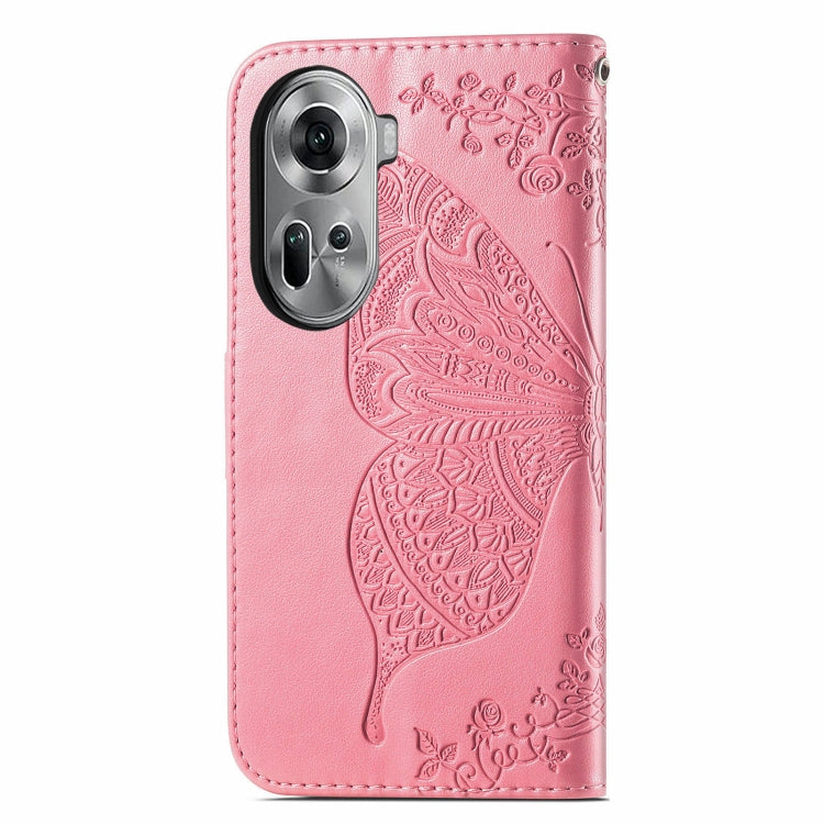 For OPPO Reno11 EU Butterfly Love Flower Embossed Leather Phone Case