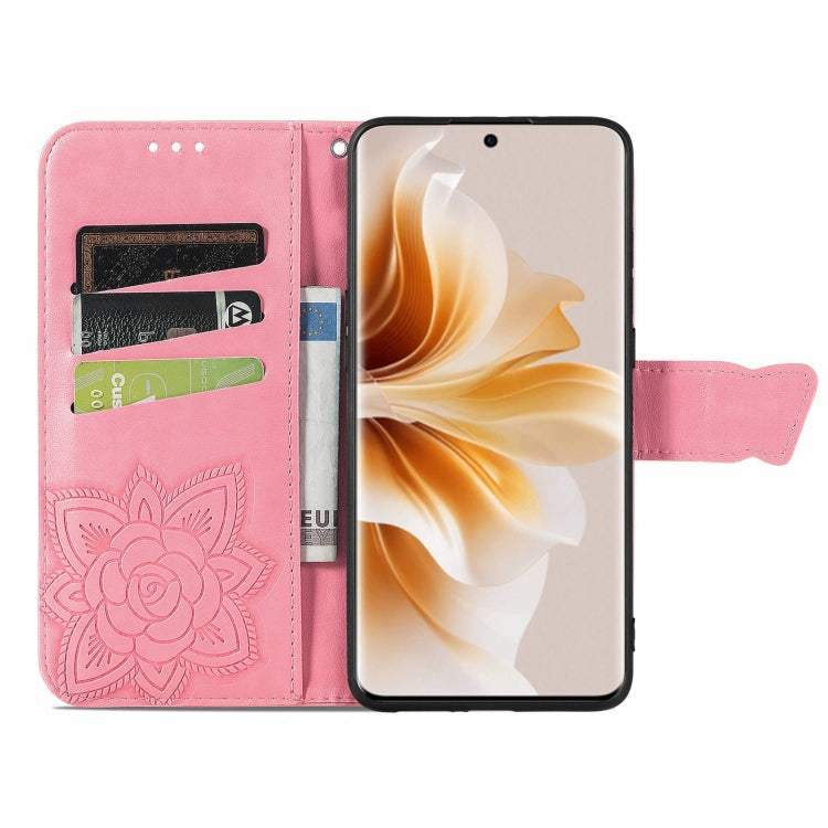 For OPPO Reno11 EU Butterfly Love Flower Embossed Leather Phone Case