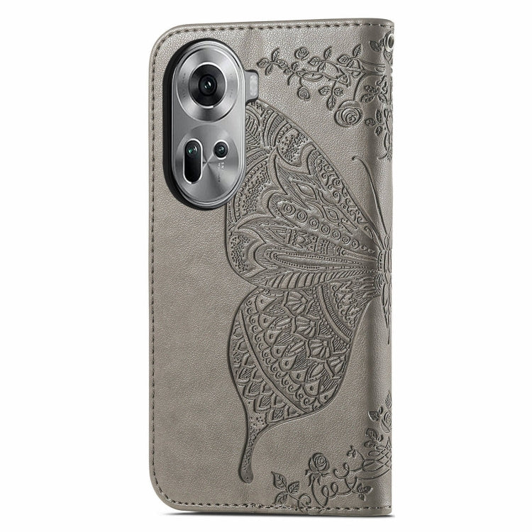 For OPPO Reno11 EU Butterfly Love Flower Embossed Leather Phone Case