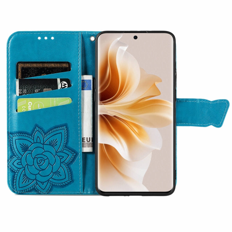 For OPPO Reno11 EU Butterfly Love Flower Embossed Leather Phone Case
