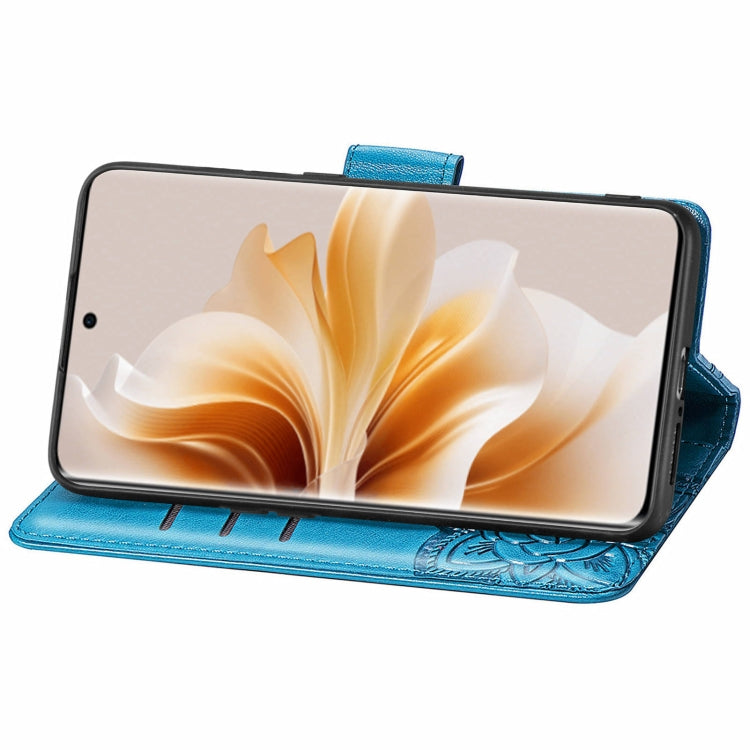 For OPPO Reno11 EU Butterfly Love Flower Embossed Leather Phone Case
