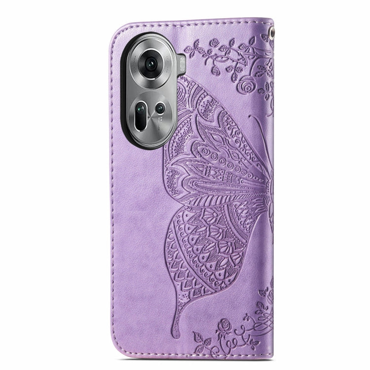 For OPPO Reno11 EU Butterfly Love Flower Embossed Leather Phone Case