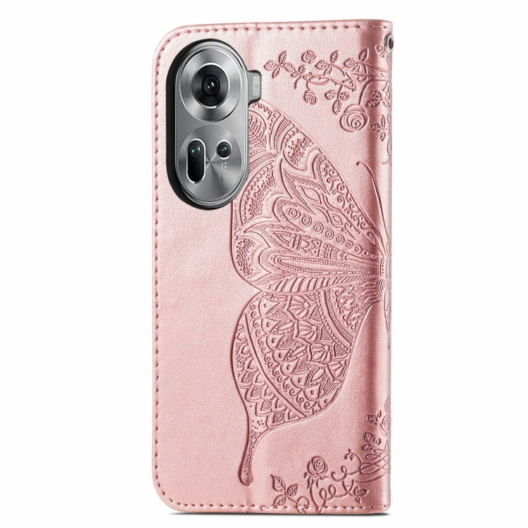 For OPPO Reno11 EU Butterfly Love Flower Embossed Leather Phone Case