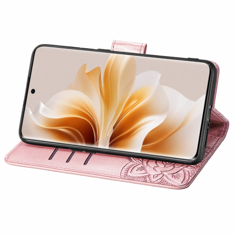 For OPPO Reno11 EU Butterfly Love Flower Embossed Leather Phone Case