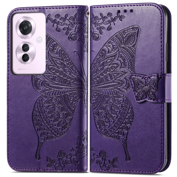 For OPPO Reno11 F 5G Butterfly Love Flower Embossed Leather Phone Case