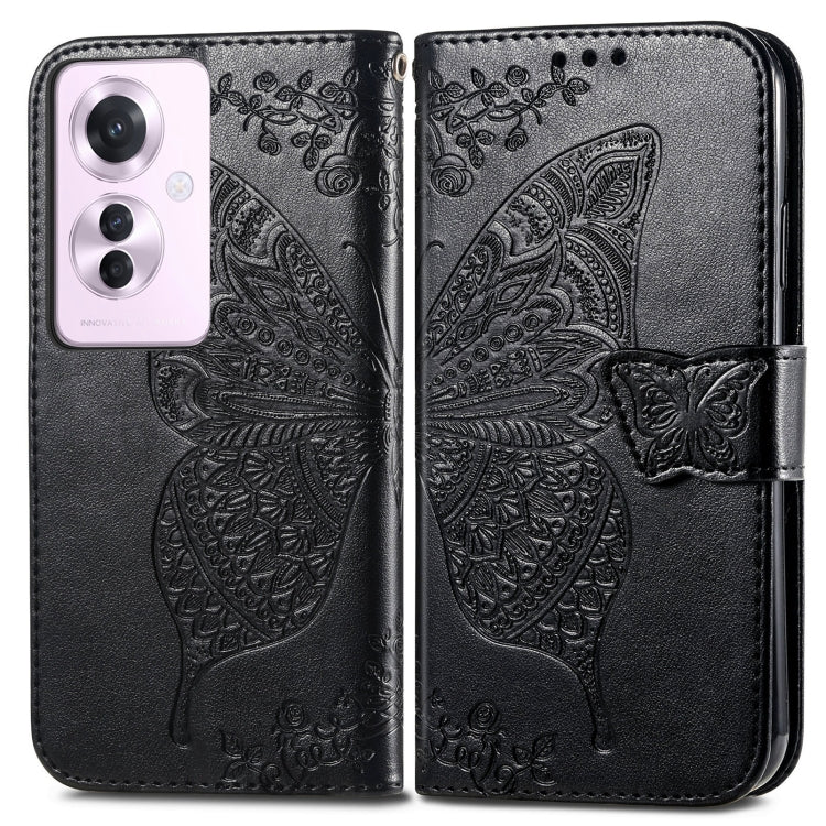 For OPPO Reno11 F 5G Butterfly Love Flower Embossed Leather Phone Case