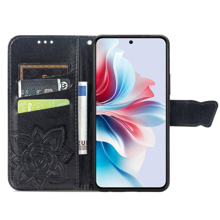 For OPPO Reno11 F 5G Butterfly Love Flower Embossed Leather Phone Case
