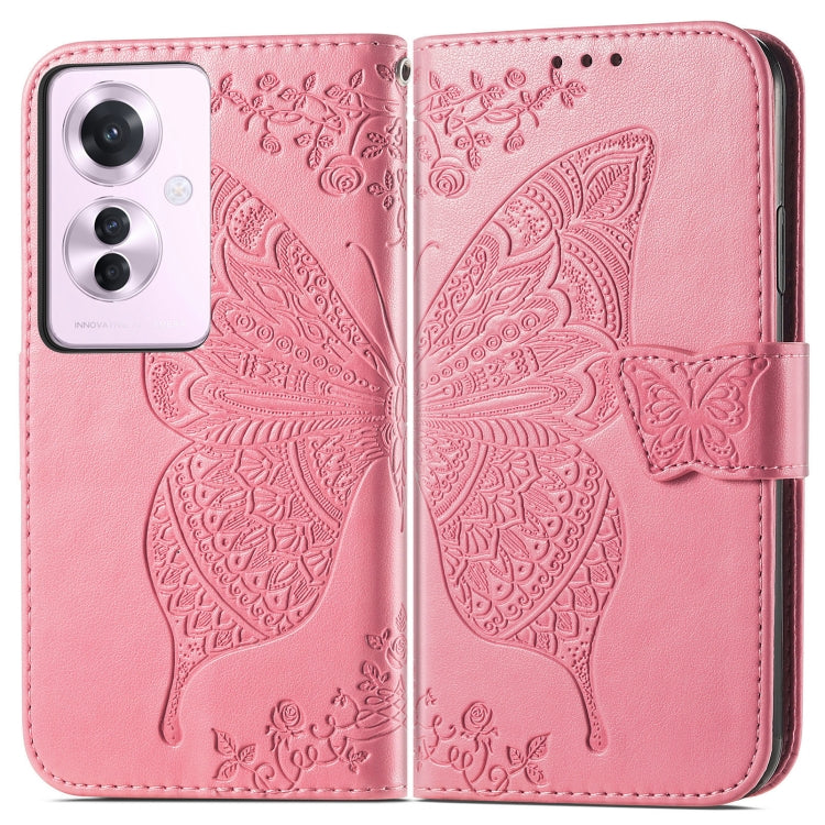 For OPPO Reno11 F 5G Butterfly Love Flower Embossed Leather Phone Case