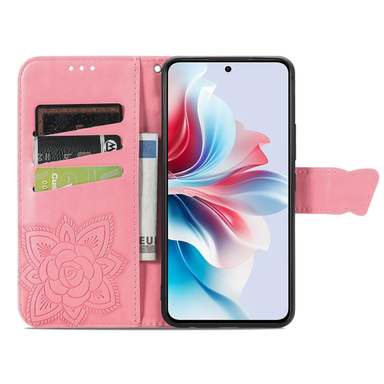 For OPPO Reno11 F 5G Butterfly Love Flower Embossed Leather Phone Case