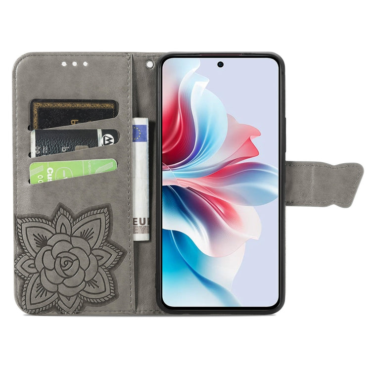 For OPPO Reno11 F 5G Butterfly Love Flower Embossed Leather Phone Case