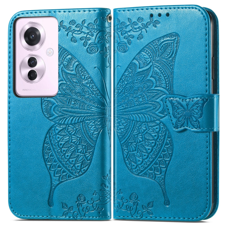 For OPPO Reno11 F 5G Butterfly Love Flower Embossed Leather Phone Case