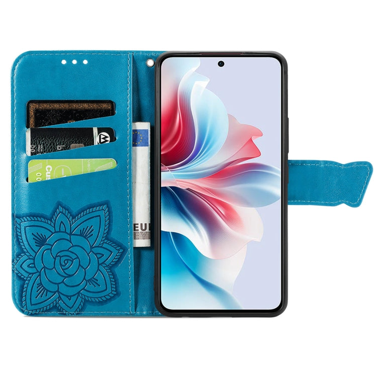 For OPPO Reno11 F 5G Butterfly Love Flower Embossed Leather Phone Case