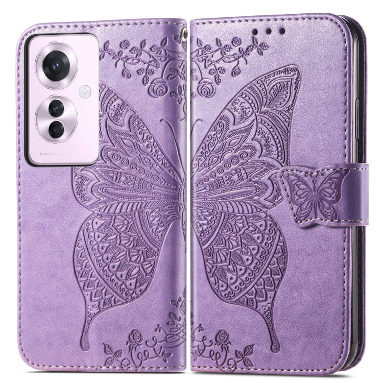 For OPPO Reno11 F 5G Butterfly Love Flower Embossed Leather Phone Case