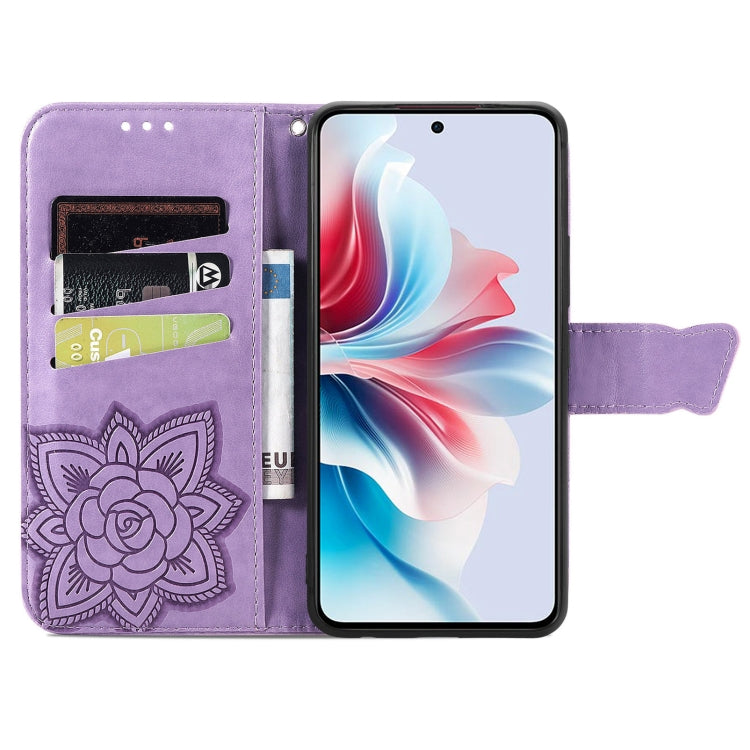 For OPPO Reno11 F 5G Butterfly Love Flower Embossed Leather Phone Case