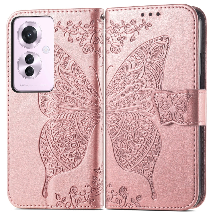 For OPPO Reno11 F 5G Butterfly Love Flower Embossed Leather Phone Case