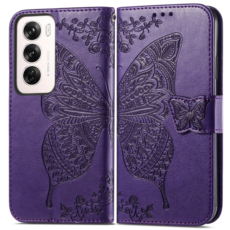 For OPPO Reno12 Pro Global Butterfly Love Flower Embossed Leather Phone Case