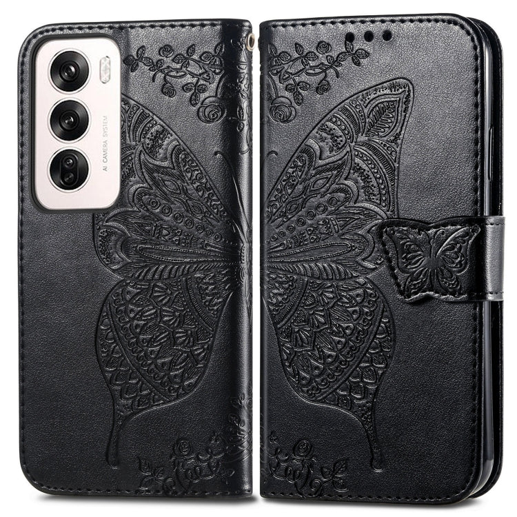 For OPPO Reno12 Pro Global Butterfly Love Flower Embossed Leather Phone Case