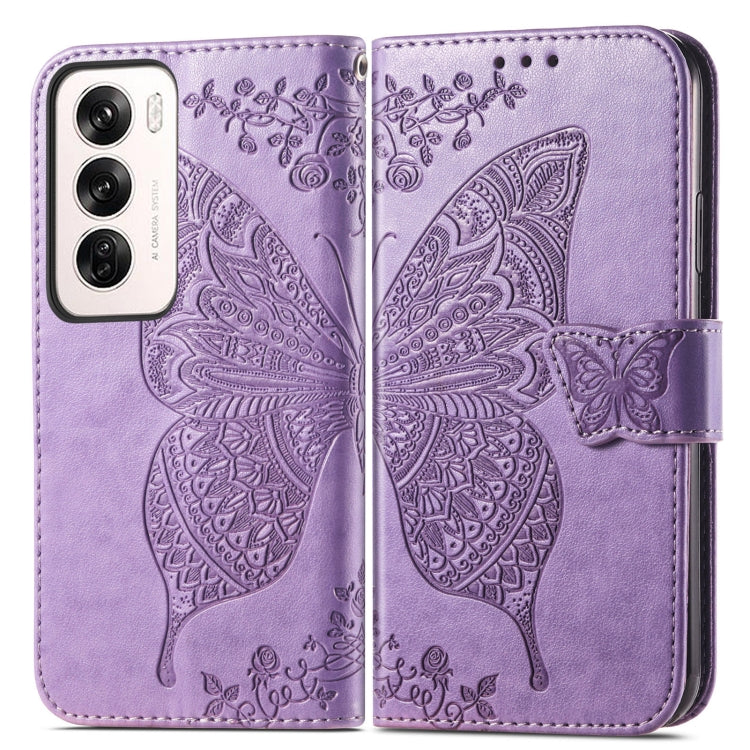For OPPO Reno12 Pro Global Butterfly Love Flower Embossed Leather Phone Case