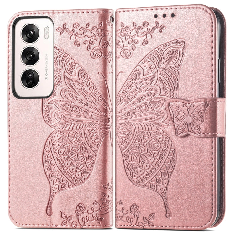 For OPPO Reno12 Pro Global Butterfly Love Flower Embossed Leather Phone Case