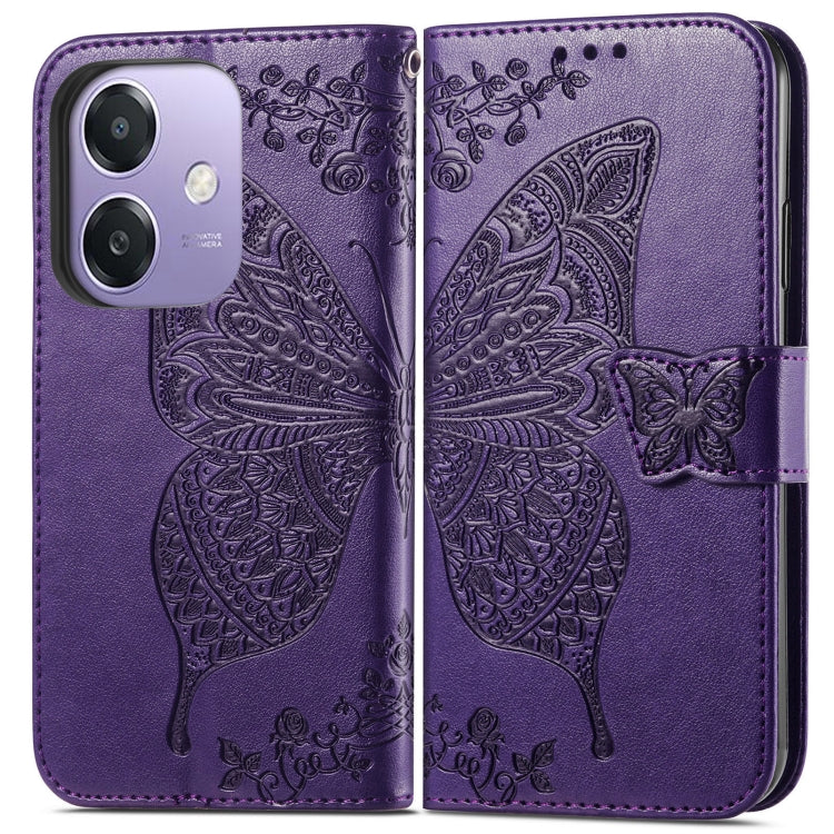 For  OPPO A3X Butterfly Love Flower Embossed Leather Phone Case