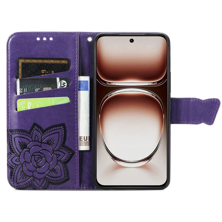For  OPPO A3X Butterfly Love Flower Embossed Leather Phone Case