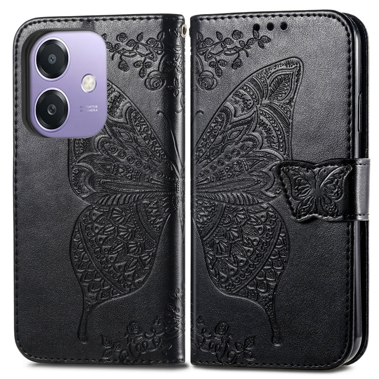 For  OPPO A3X Butterfly Love Flower Embossed Leather Phone Case