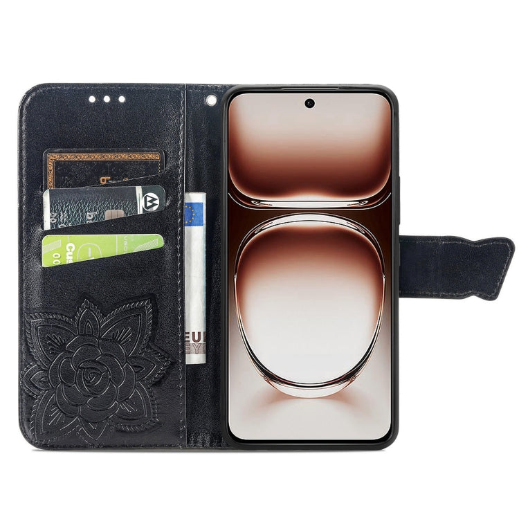 For  OPPO A3X Butterfly Love Flower Embossed Leather Phone Case