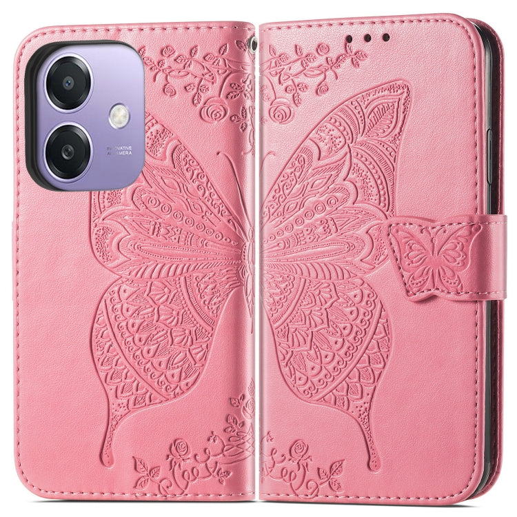 For  OPPO A3X Butterfly Love Flower Embossed Leather Phone Case
