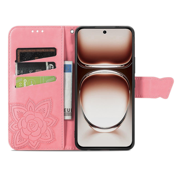 For  OPPO A3X Butterfly Love Flower Embossed Leather Phone Case