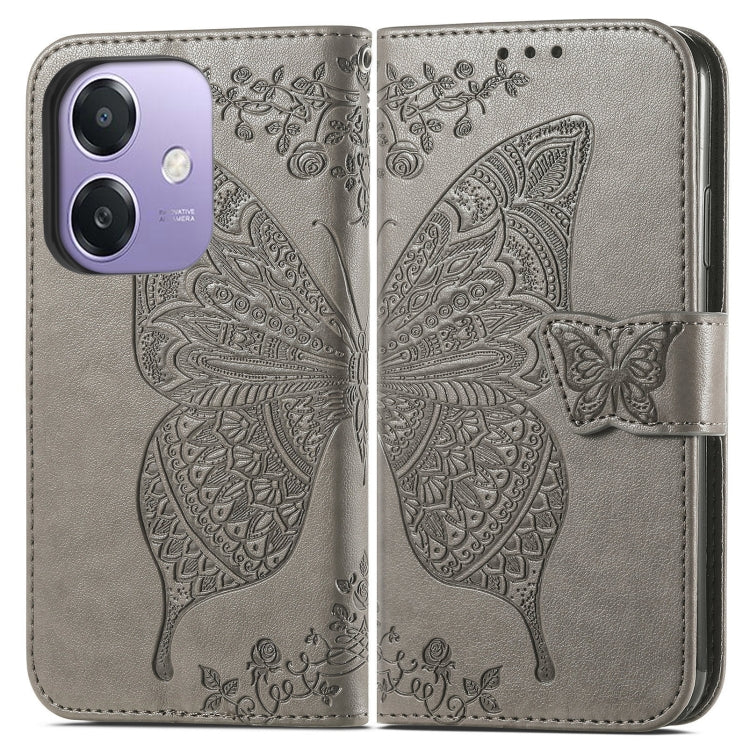 For  OPPO A3X Butterfly Love Flower Embossed Leather Phone Case