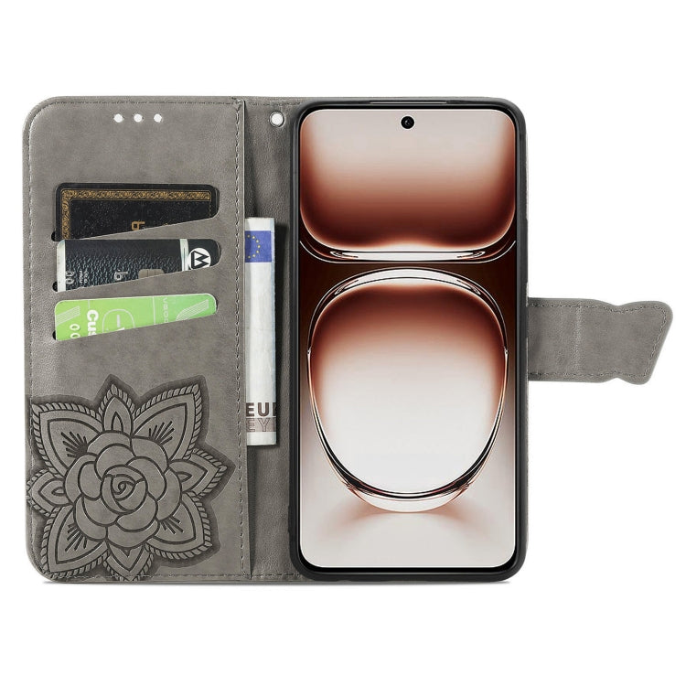 For  OPPO A3X Butterfly Love Flower Embossed Leather Phone Case