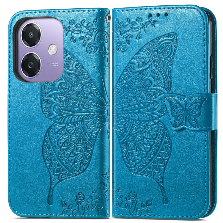 For  OPPO A3X Butterfly Love Flower Embossed Leather Phone Case