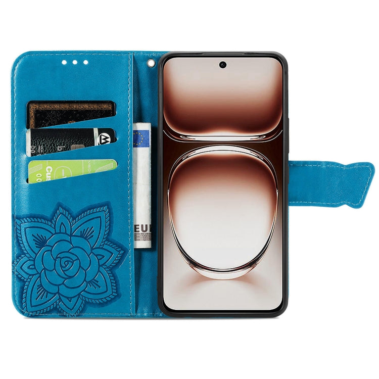 For  OPPO A3X Butterfly Love Flower Embossed Leather Phone Case