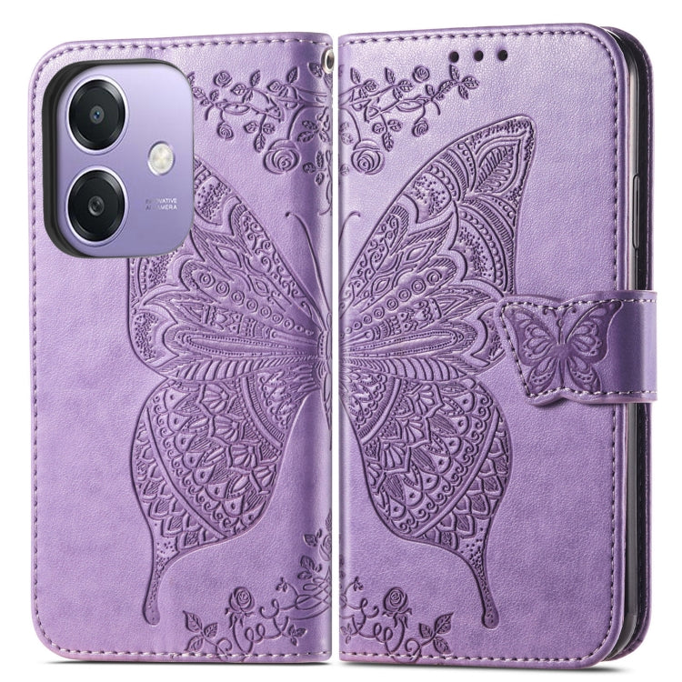 For  OPPO A3X Butterfly Love Flower Embossed Leather Phone Case
