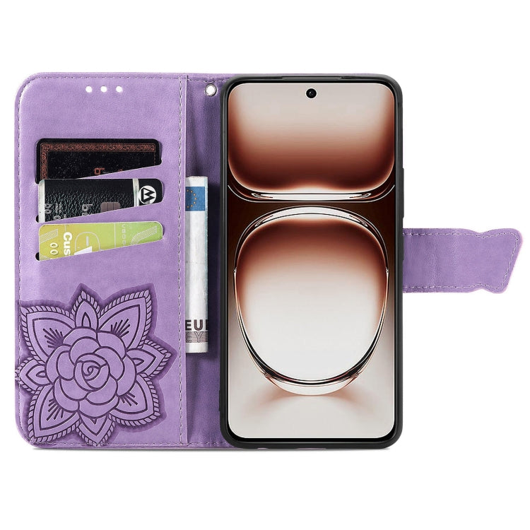 For  OPPO A3X Butterfly Love Flower Embossed Leather Phone Case