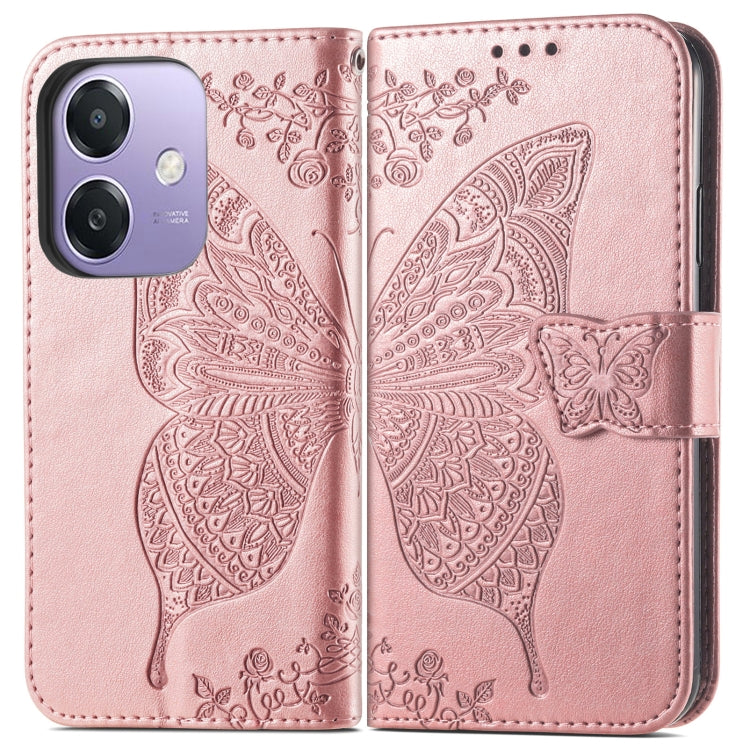For  OPPO A3X Butterfly Love Flower Embossed Leather Phone Case