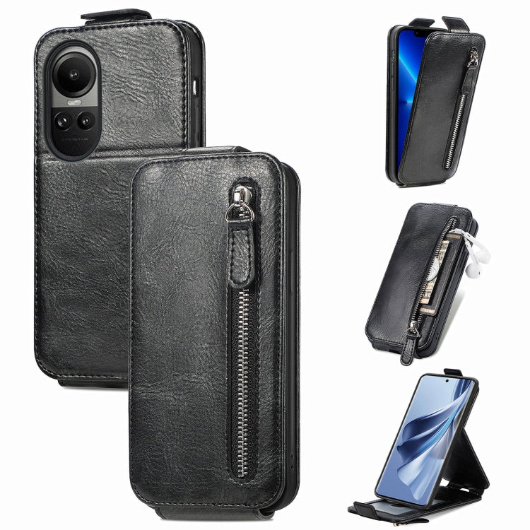 For OPPO Reno10 / 10 Pro Global Zipper Wallet Vertical Flip Leather Phone Case