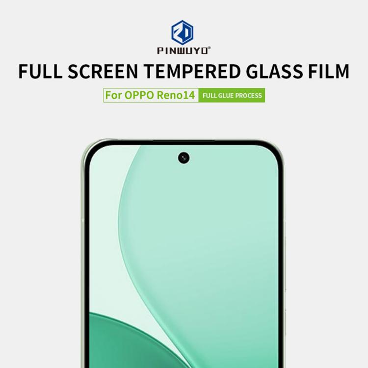 For OPPO Reno14 PINWUYO 9H 2.5D Full Screen Tempered Glass Film - Black