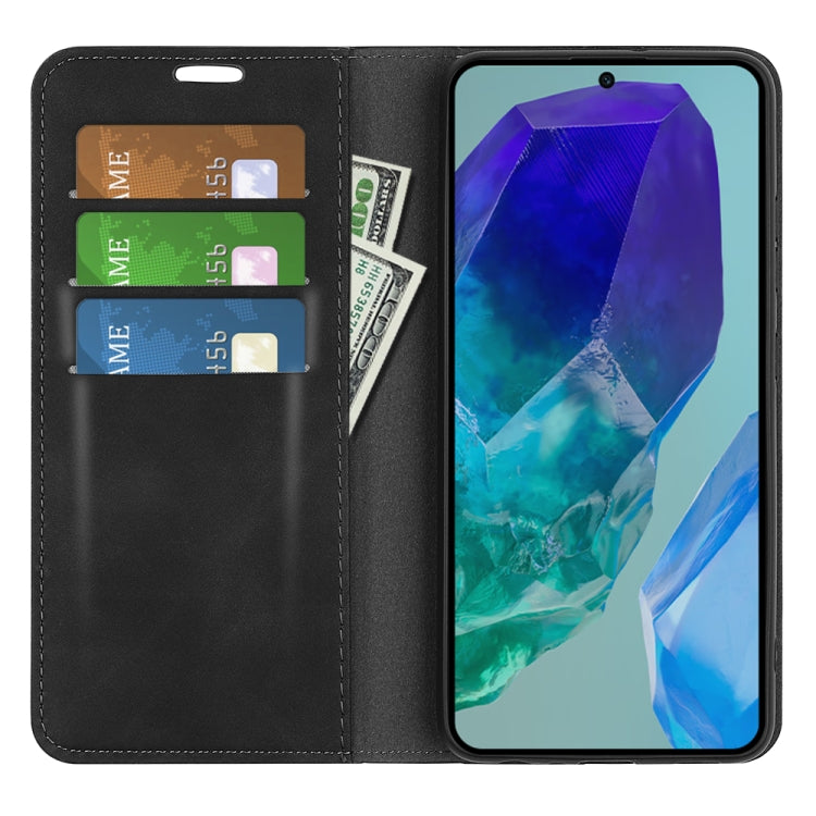 For Samsung Galaxy M55 5G Retro-skin Magnetic Suction Leather Phone Case