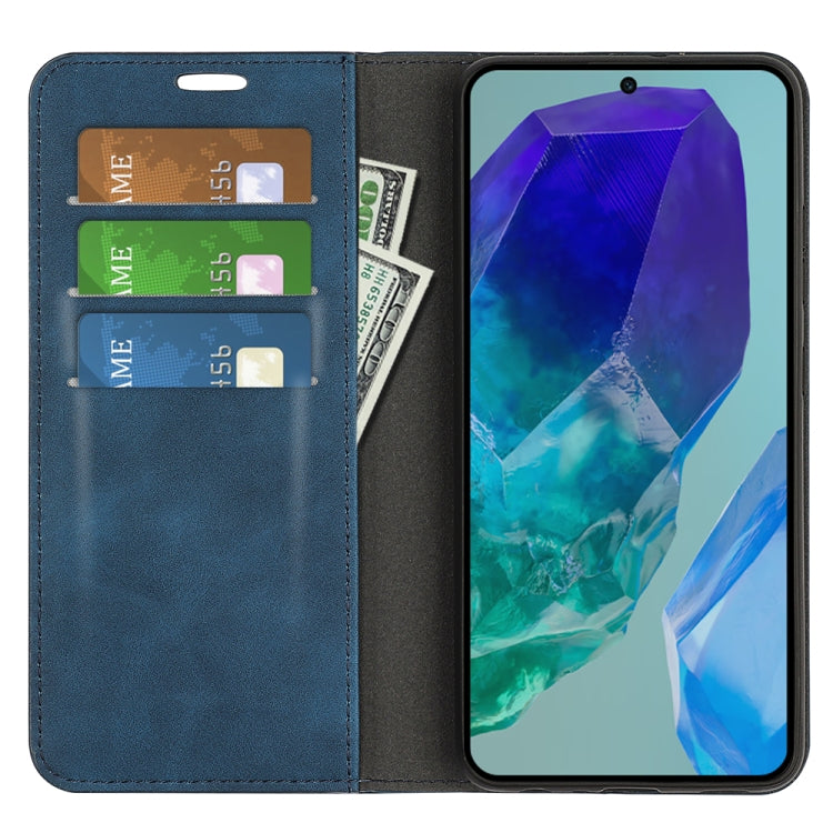 For Samsung Galaxy M55 5G Retro-skin Magnetic Suction Leather Phone Case
