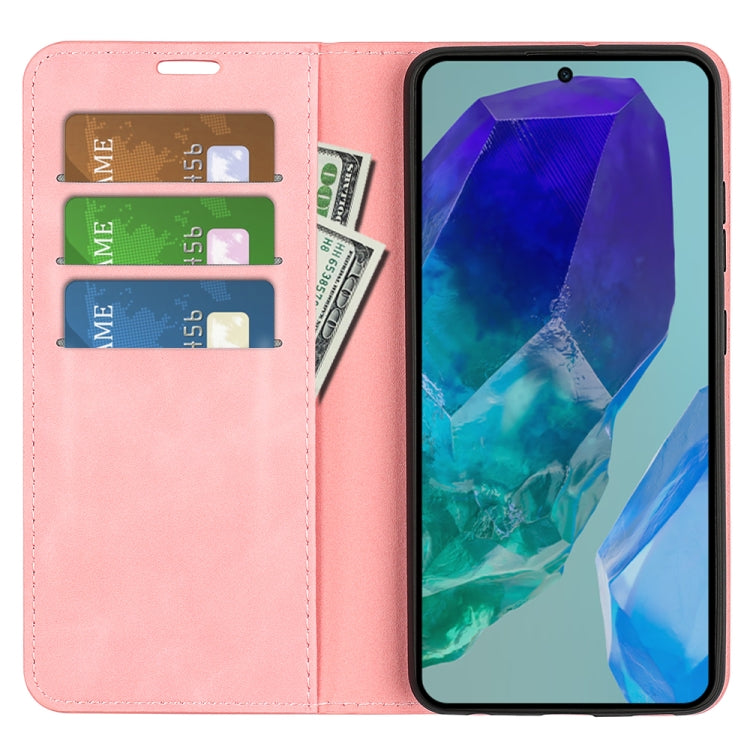 For Samsung Galaxy M55 5G Retro-skin Magnetic Suction Leather Phone Case
