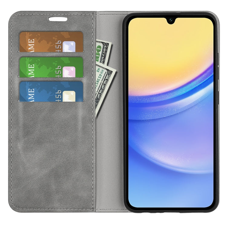 For Samsung Galaxy M15 5G Retro-skin Magnetic Suction Leather Phone Case