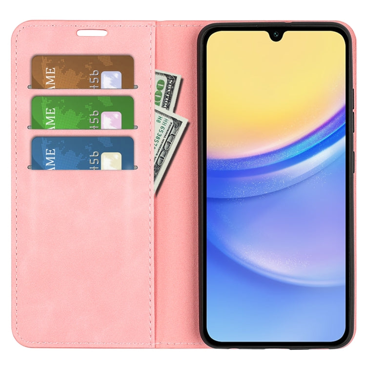 For Samsung Galaxy M15 5G Retro-skin Magnetic Suction Leather Phone Case