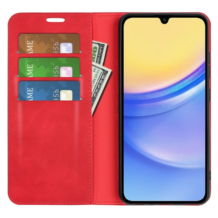 For Samsung Galaxy M15 5G Retro-skin Magnetic Suction Leather Phone Case